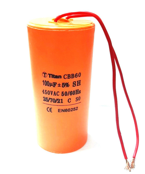 Конденсатор пусковой 100uF 450V 60x120мм CBB60-K гибкий вывод - купить ...