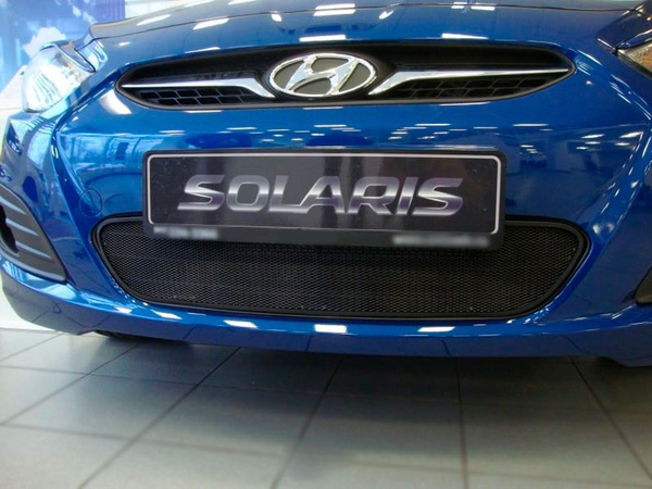 Защита радиатора черная Hyundai Solaris (2011-2014) / съемная защитная ...