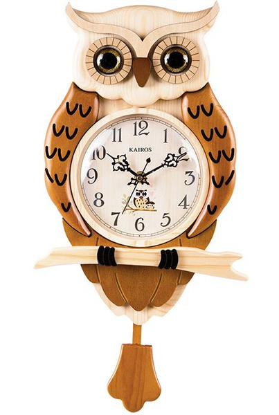 Настенные деревянные часы в виде совы Kairos KA035B с маятником купить ...
