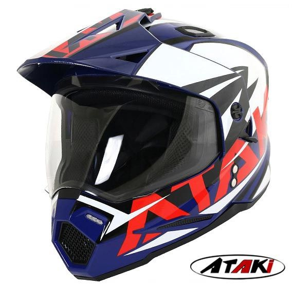 Мотард шлем эндуро ATAKI JK802 кроссовый мотошлем с визором RAMPAGE L ...