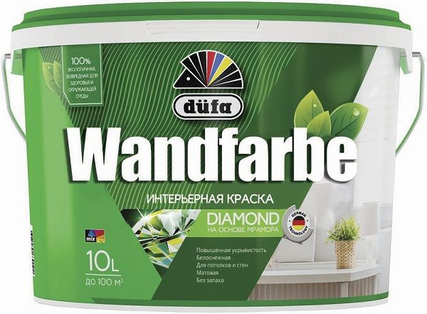 Краска DUFA Wandfarbe D1a Гладкая, Акриловая, Матовое покрытие, белый ...