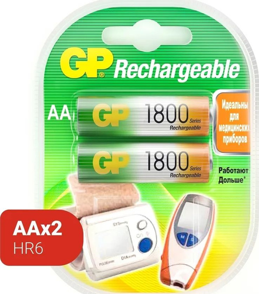 Аккумулятор GP Batteries, Ni-Mh, тип AA, 1800 mAh (GP 180AAHC-2DECRC2 ...