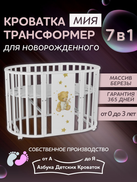Азбука Кроваток, Детская кроватка-трансформер для новорожденных 7 в 1 ...