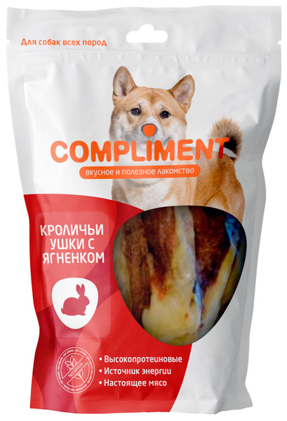 Лакомство Compliment Кроличьи ушки с ягненком для собак, 50 г купить на ...