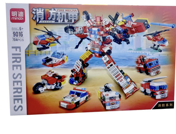 Конструктор Пожарный робот/ Трансформер Военная техника 8в1 704 деталей ...
