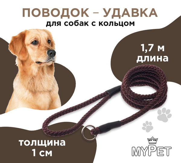 myPet Поводок-удавка с кольцом для собак нейлоновый 10 мм*170 см ...