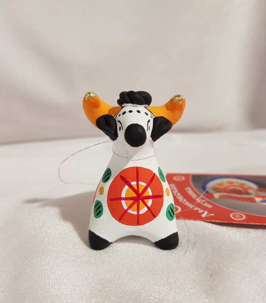 Дымковская игрушка - свистулька "Корова №1", ручная работа, h - 6 см ...