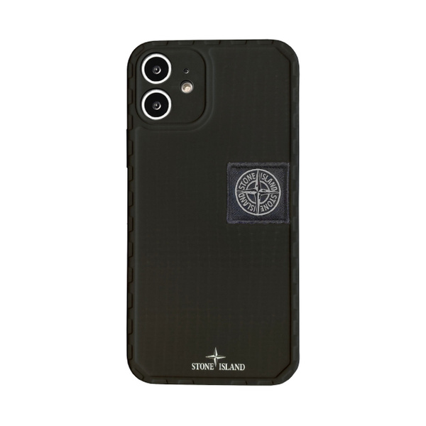 Coque Stone Island Premium Pour IPhone 12 - Noire, En Silicone/caoutchouc, Made In France
