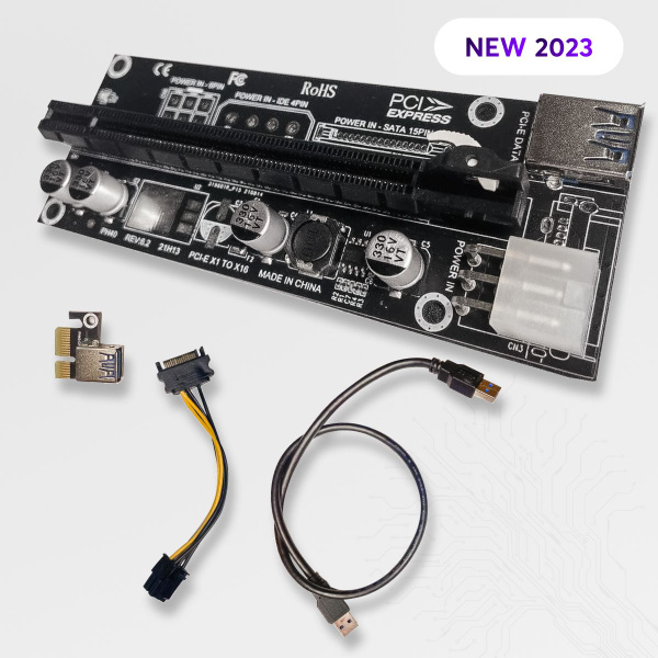 Райзер для видеокарты Riser MOLEX PCI-E 1X - 16X PCI-E плата расширения ...