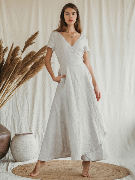 Платье женское дизайнерское летнее из натурального льна Boho Туризм ...