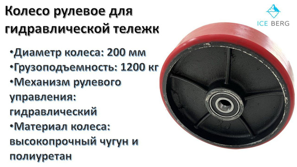Колесо рулевое для гидравлической тележки 200 мм - купить с доставкой ...