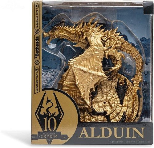 The Elder Scrolls 5 Skyrim Alduin 10th Anniversary GOLD Dragon Figure ...