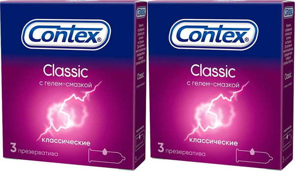 Презервативы Contex Classic с гелем-смазкой, комплект: 2 упаковки по 3 ...