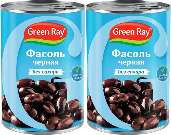 Фасоль Green Ray черная, комплект: 2 упаковки по 400 г - купить с ...