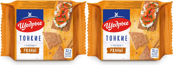 Хлебцы ржаные Щедрые тонкие, комплект: 2 упаковки по 170 г - купить с ...