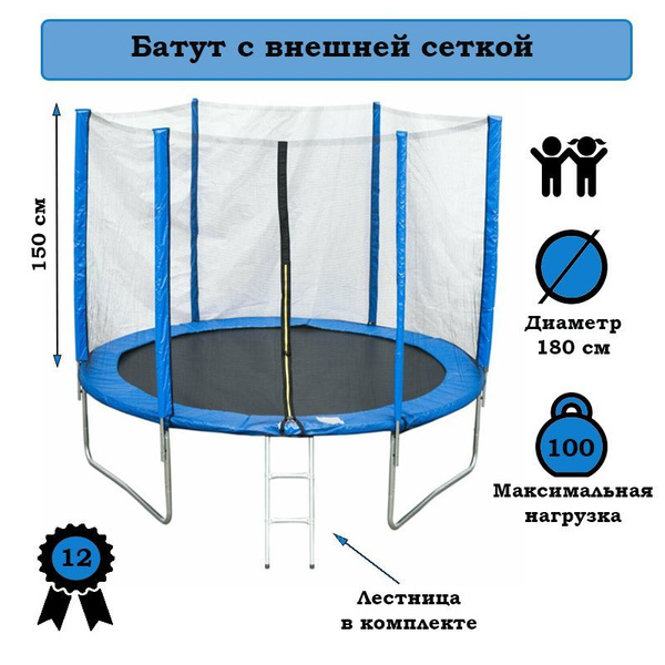Батут каркасный Капризун Батут с внешней и внутренней - купить по ...