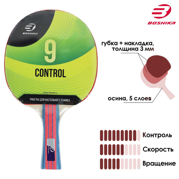 Ракетка для настольного тенниса BOSHIKA Control 9 , для начинающих ...