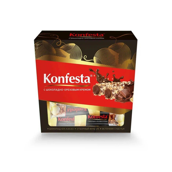 Шоколадные конфеты KONFESTA с хрустящей вафлей и нежным ореховым кремом ...