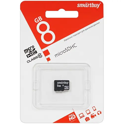 Карта памяти SMARTBUY (SB8GBSDCL10-00) MicroSDHC 8GB Сlass10 - купить с ...