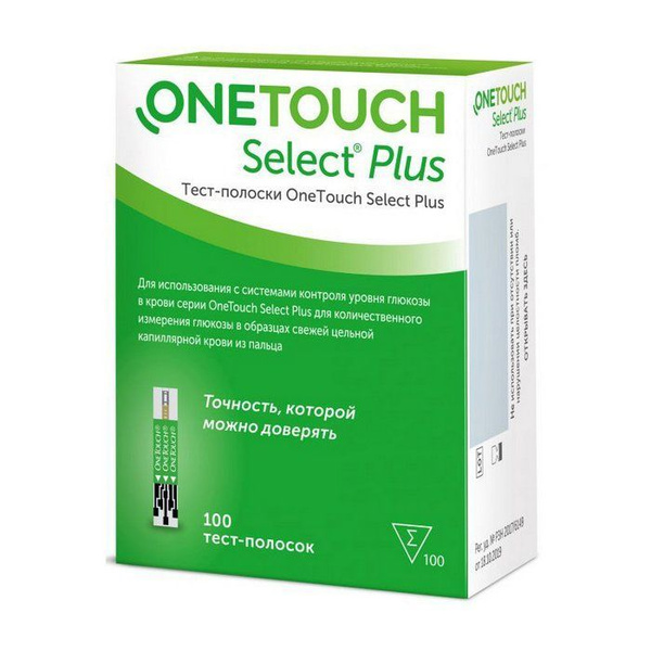 Тест-полоски к глюкометру OneTouch Select Plus, 100шт - купить с ...