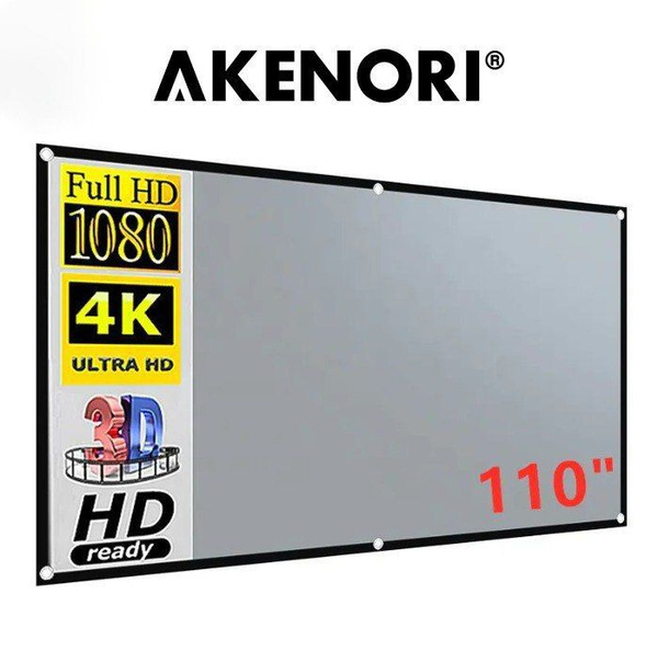 Светоотражающий экран для проектора 110 ДЮЙМОВ Akenori 004 с кольцами и ...