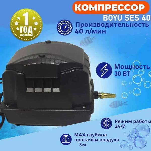 Компрессор для аквариума мембранный/Компрессор для пруда, септика Boyu ...