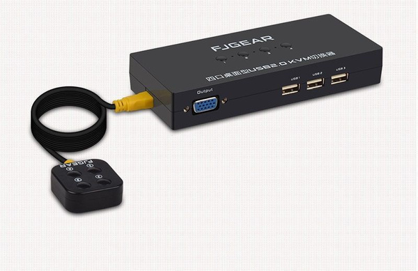 KVM switch 4-1 VGA+USB свитчер-переключатель c выносной кнопкой и ...