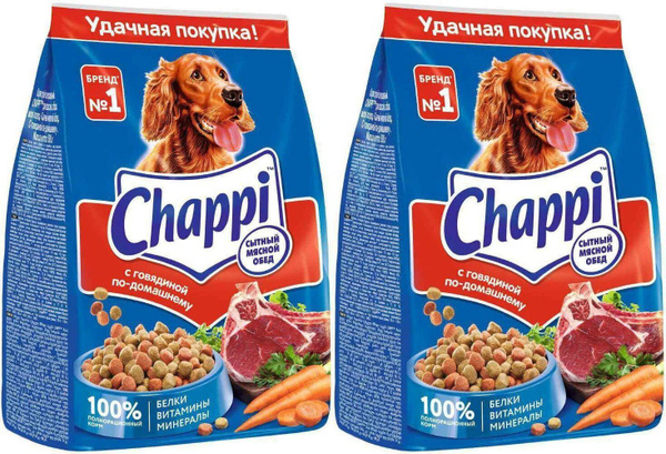 Chappi Сухой корм для собак Говядина, 600 г, 2 уп - купить с доставкой ...