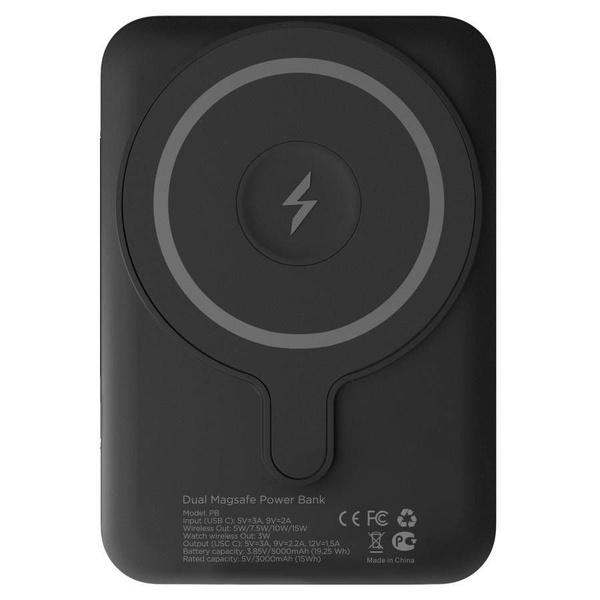 Характеристики vlp Dual MagSafe PowerBank 5000 mAh, 3A, USB-C, черный ...
