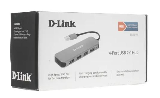 D-Link DUB-H4/E Концентратор с 4 портами USB 2.0 (1 порт с поддержкой ...