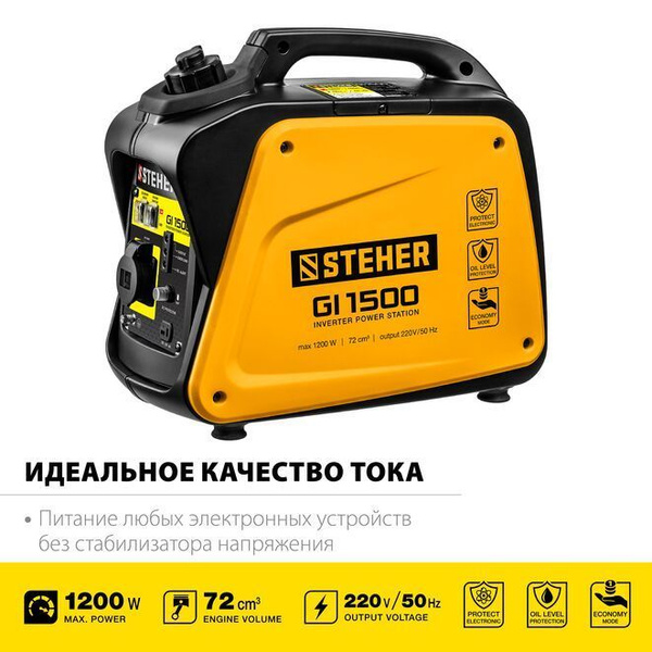 Инверторный генератор STEHER 1/1.2 кВт, бензиновый, однофазный ...