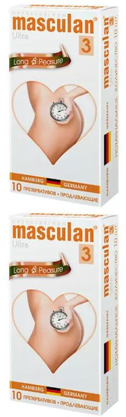 Masculan презервативы 3 Ultra № 10, продлевающие, с колечками ...