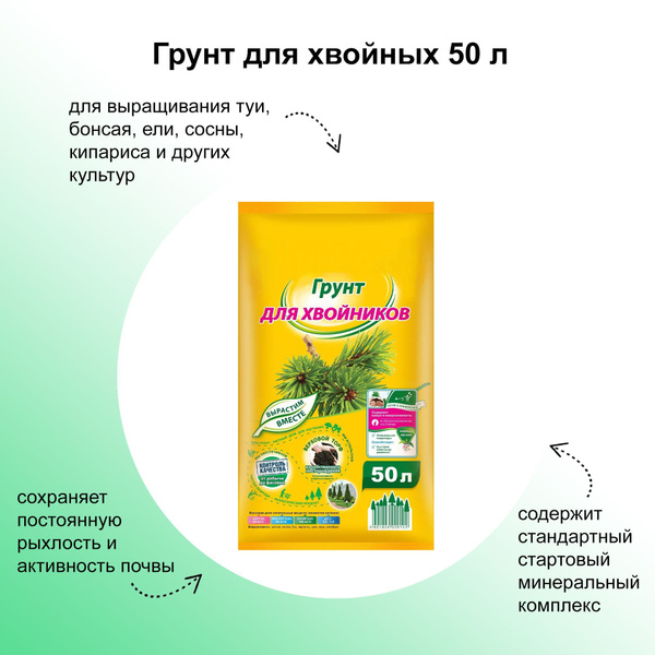 Грунт для хвойных 50 л. Готовая смесь для выращивания туи, бонсая, ели ...