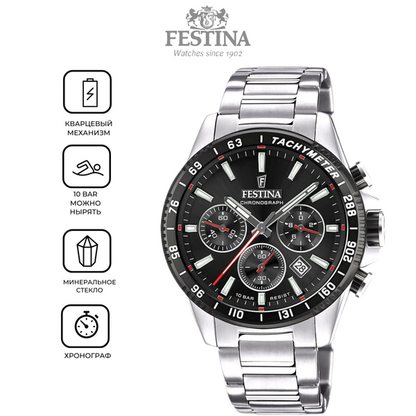 Мужские наручные часы-хронограф Festina Timeless Chronograph F20560/6 с ...