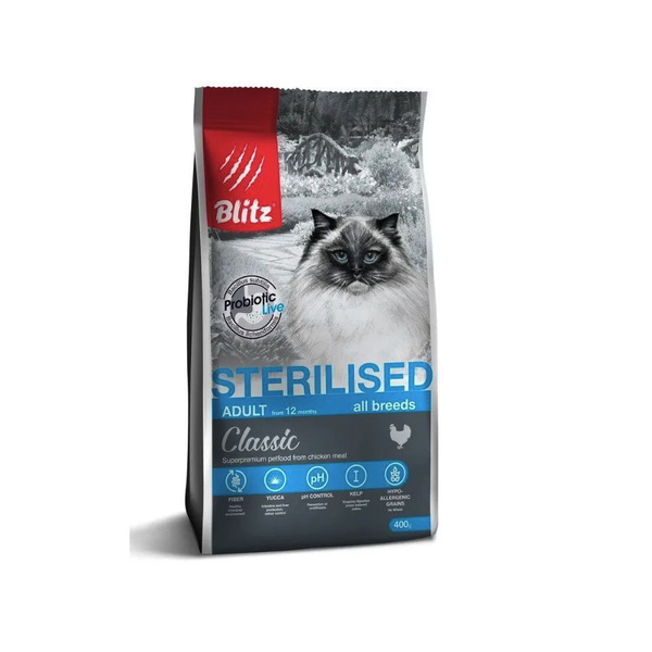 Blitz Корм для стерилизованных кошек с Курицей 400г - купить с ...