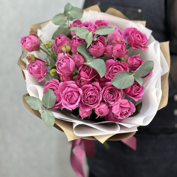 Пионовидная роза ALMOND ROSES, цвет бордовый, красный, 11 шт купить по ...