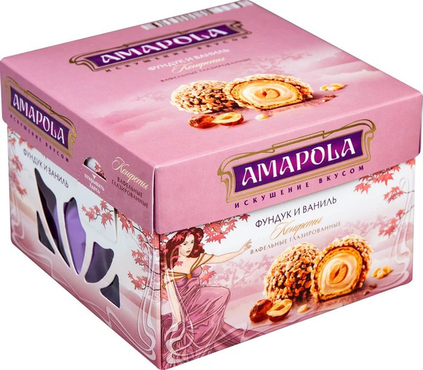 Конфеты Amapola Фундук и Ваниль вафельные с ванильно-сливочным вкусом ...