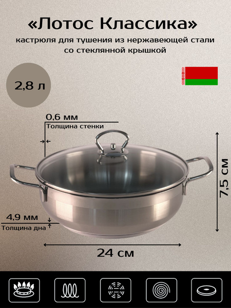 Кастрюля КУХАР, Нержавеющая сталь, 2,8 л - купить по выгодной цене в ...