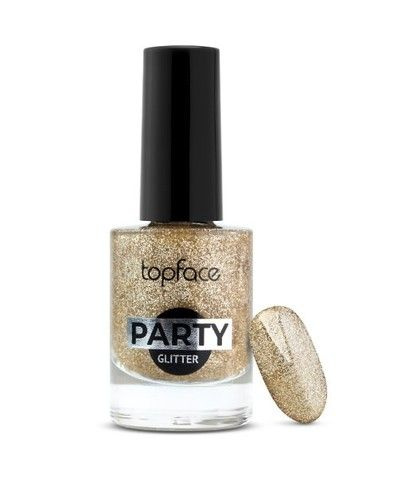 TopFace Лак для ногтей Party Glitter Nail, тон 107, золотистый, 9 мл ...