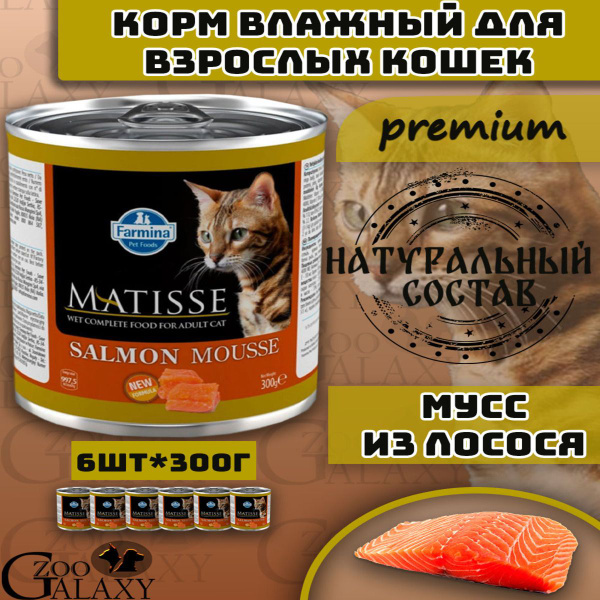Farmina / Фармина Консервы MATISSE для кошек мусс с лососем 6х300 г ...