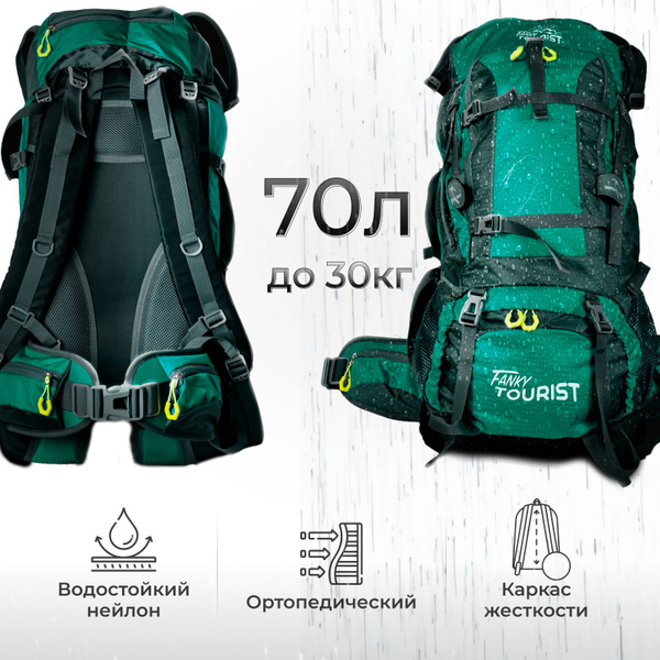 Рюкзак туристический Fanky 70 литров серый, бирюзовый, 70 л - купить по ...