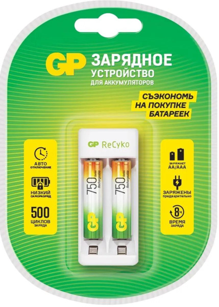 Зарядное устройство для аккумуляторных батареек GP, 1.2 В В, Защита от ...