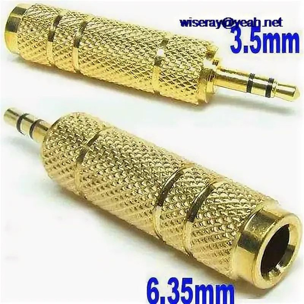 Переходник 3.5мм штекер стерео - 6.35мм гнездо стерео металл ...