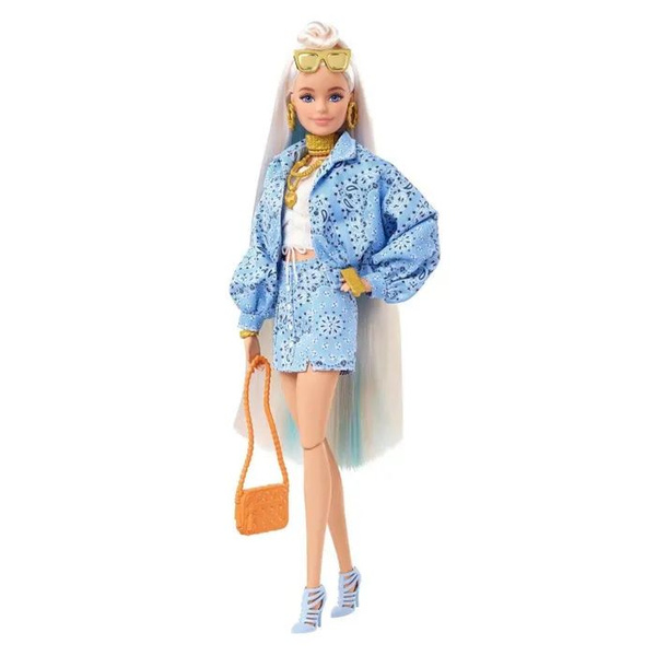 Кукла Barbie Экстра блондинка в джинсовом костюме HHN08 - купить с ...