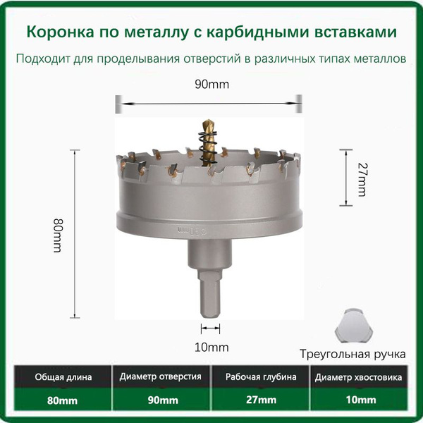 Коронка по металлу с карбидными вставками 90мм 1шт. - купить по ...