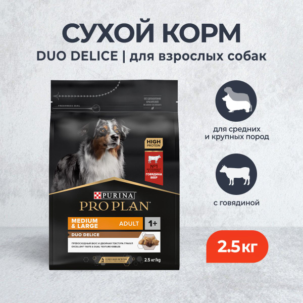 Сухой корм для взрослых собак средних и крупных пород, 2.5 кг