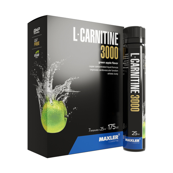 Л-Карнитин жидкий Maxler L-Carnitine 3000мг (7х25мл) Зеленое яблоко ...