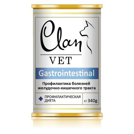 CLAN VET GASTROINTESTINAL (12 шт. по 340 гр.) Влажный ЛЕЧЕБНЫЙ корм для ...