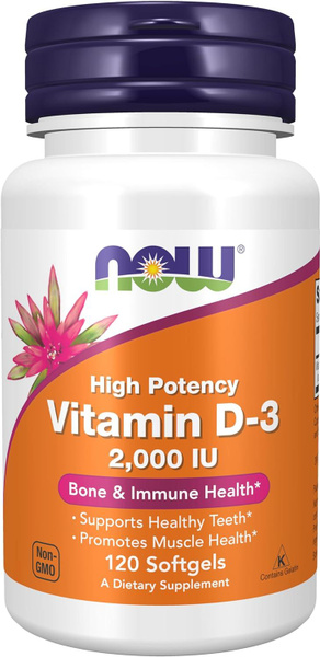 Витамин Д3 2000 NOW Vitamin D3 120 Капсул. БAД к пище Нау Фудс D3 (NOW ...