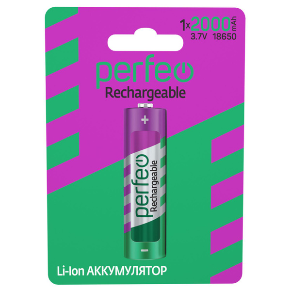 Perfeo аккумулятор Li-Ion 18650 2000mAh/1BL 3.7V - купить с доставкой ...